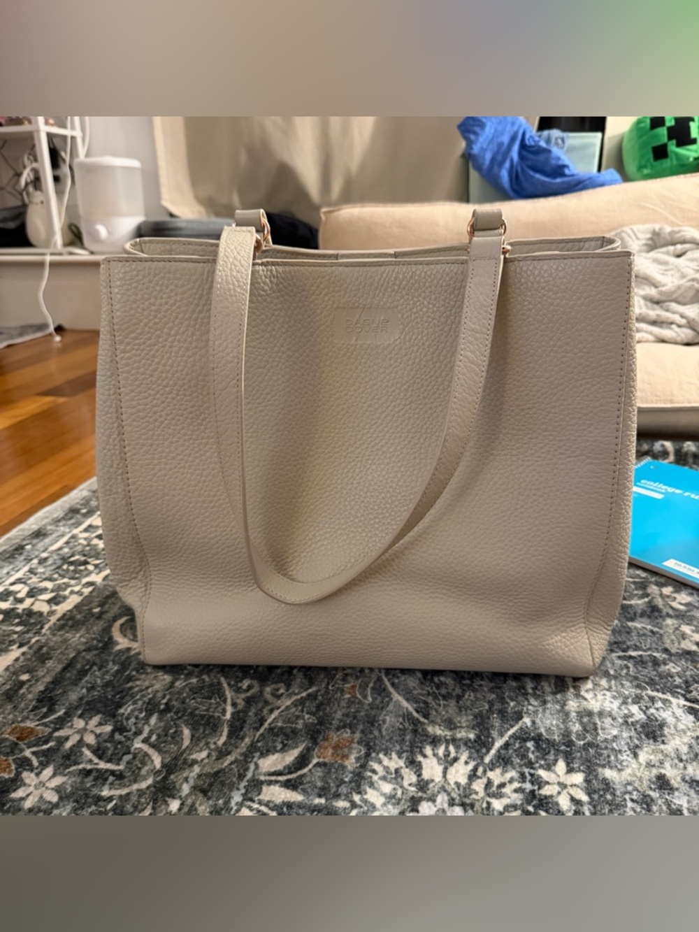 large dagne dover allyn tote in bone/white